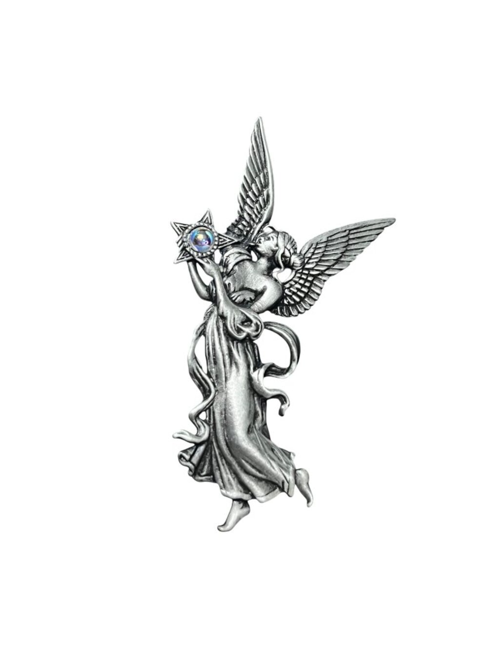 Jonette Jewelry Silver Tone Angel Brooch Signed JJ (6553)